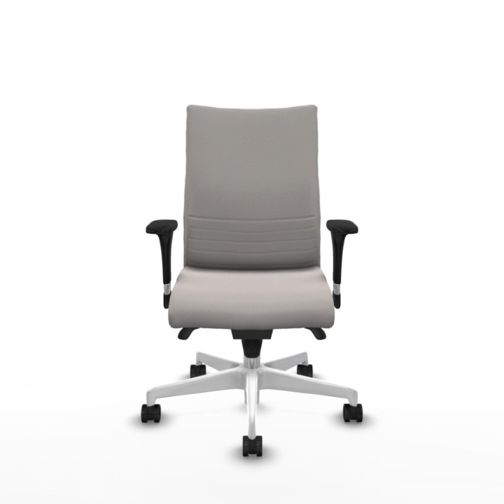 Albacete confidente XL sincro similpiel blanco brazos 1D cromados base blanca ruedas 65 mm nailon