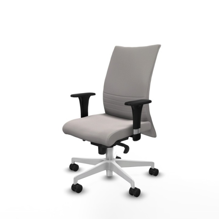 Albacete confidente XL sincro similpiel blanco brazos 1D cromados base blanca ruedas 65 mm nailon