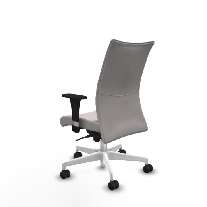 Albacete confidente XL sincro similpiel blanco brazos 1D cromados base blanca ruedas 65 mm nailon