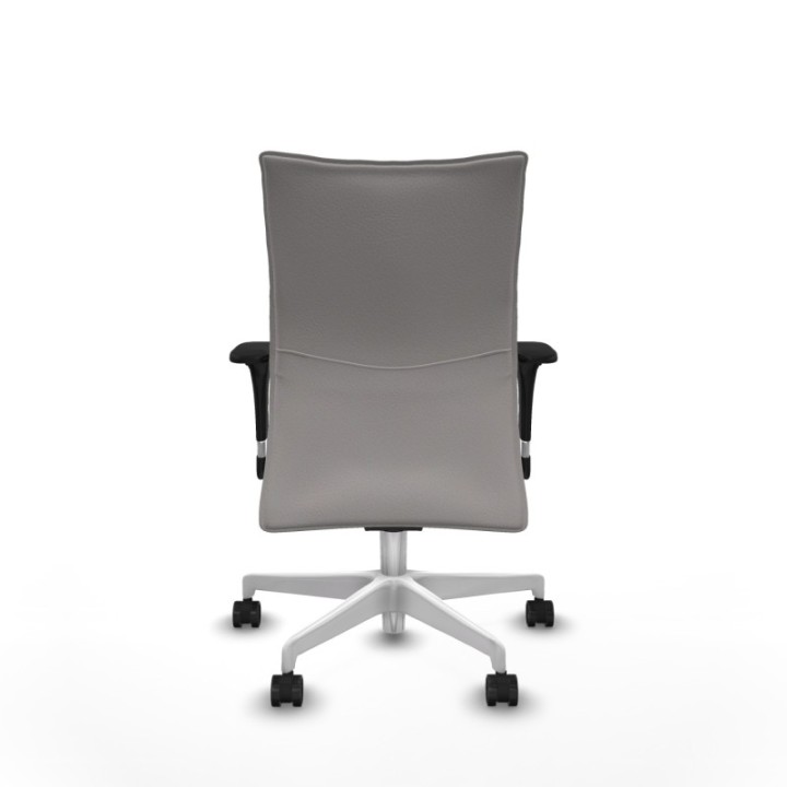 Albacete confidente XL sincro similpiel blanco brazos 1D cromados base blanca ruedas 65 mm nailon