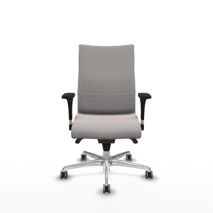 Albacete confidente XL sincro similpiel blanco brazos 1D cromados base aluminio ruedas 65mm engomadas