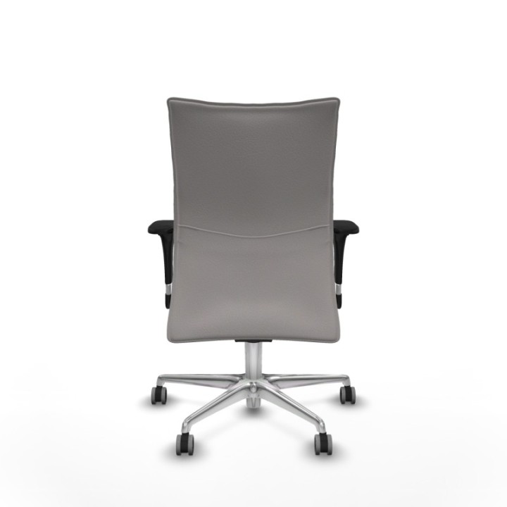 Albacete confidente XL sincro similpiel blanco brazos 1D cromados base aluminio ruedas 65mm engomadas