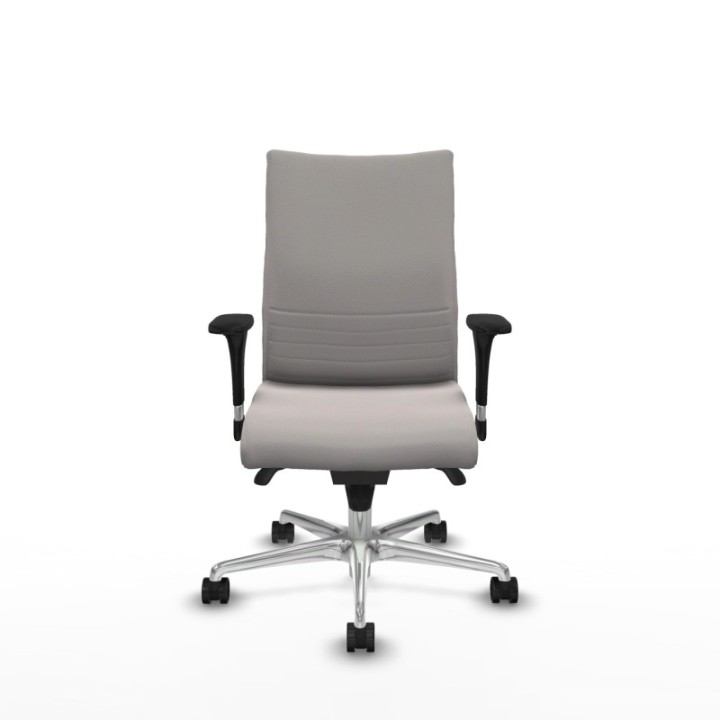 Albacete confidente XL sincro similpiel blanco brazos 1D cromados base aluminio ruedas 65 mm nailon