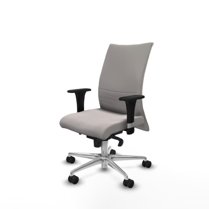 Albacete confidente XL sincro similpiel blanco brazos 1D cromados base aluminio ruedas 65 mm nailon