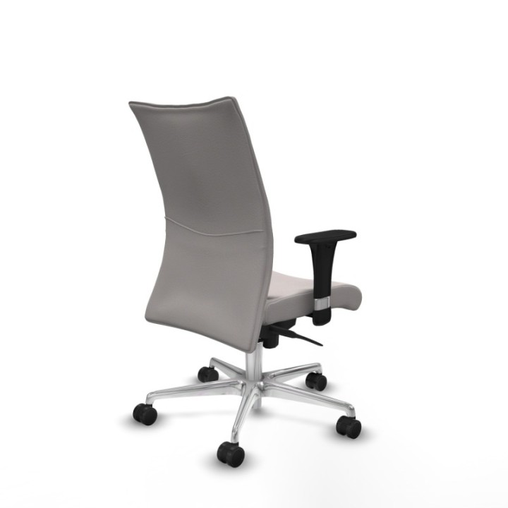 Albacete confidente XL sincro similpiel blanco brazos 1D cromados base aluminio ruedas 65 mm nailon