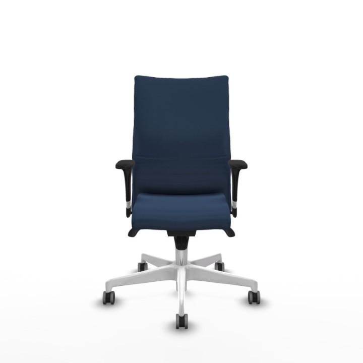 Albacete confidente XL sincro similpiel azul marino brazos 1D cromados base blanca ruedas 65mm engomadas