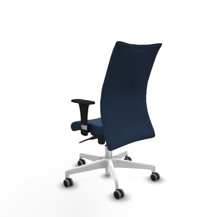 Albacete confidente XL sincro similpiel azul marino brazos 1D cromados base blanca ruedas 65mm engomadas