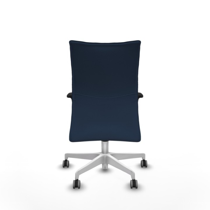 Albacete confidente XL sincro similpiel azul marino brazos 1D cromados base blanca ruedas 65mm engomadas