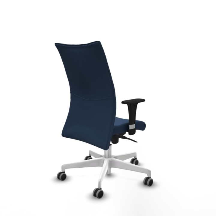 Albacete confidente XL sincro similpiel azul marino brazos 1D cromados base blanca ruedas 65mm engomadas