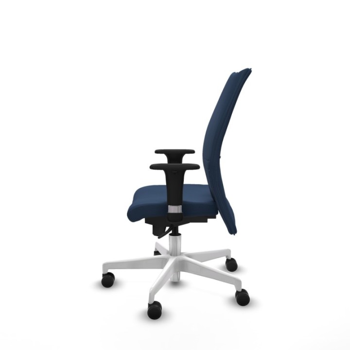 Albacete confidente XL sincro similpiel azul marino brazos 1D cromados base blanca ruedas 65 mm nailon