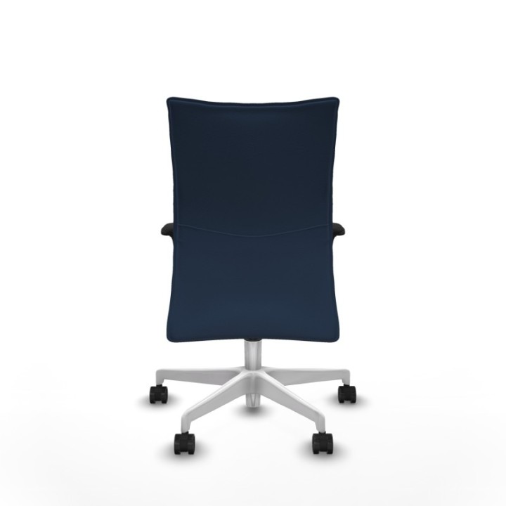 Albacete confidente XL sincro similpiel azul marino brazos 1D cromados base blanca ruedas 65 mm nailon