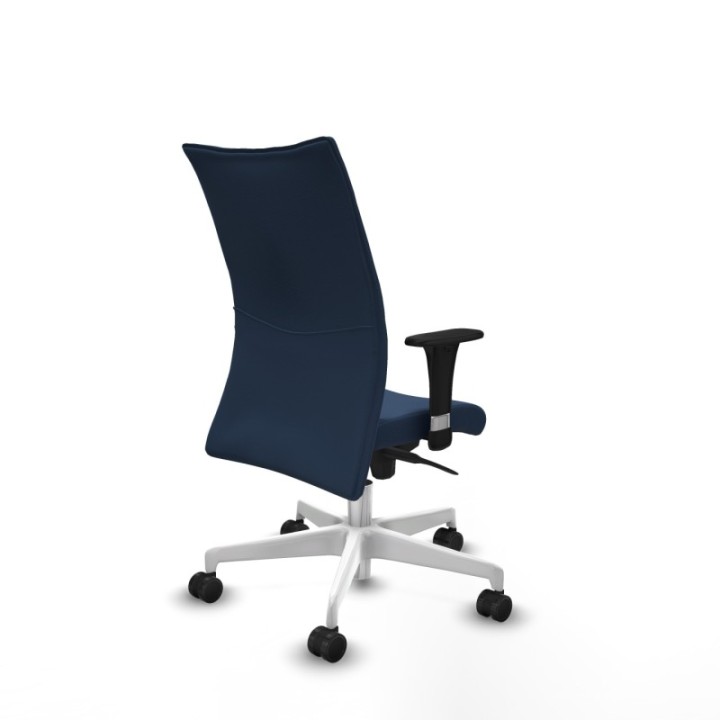 Albacete confidente XL sincro similpiel azul marino brazos 1D cromados base blanca ruedas 65 mm nailon