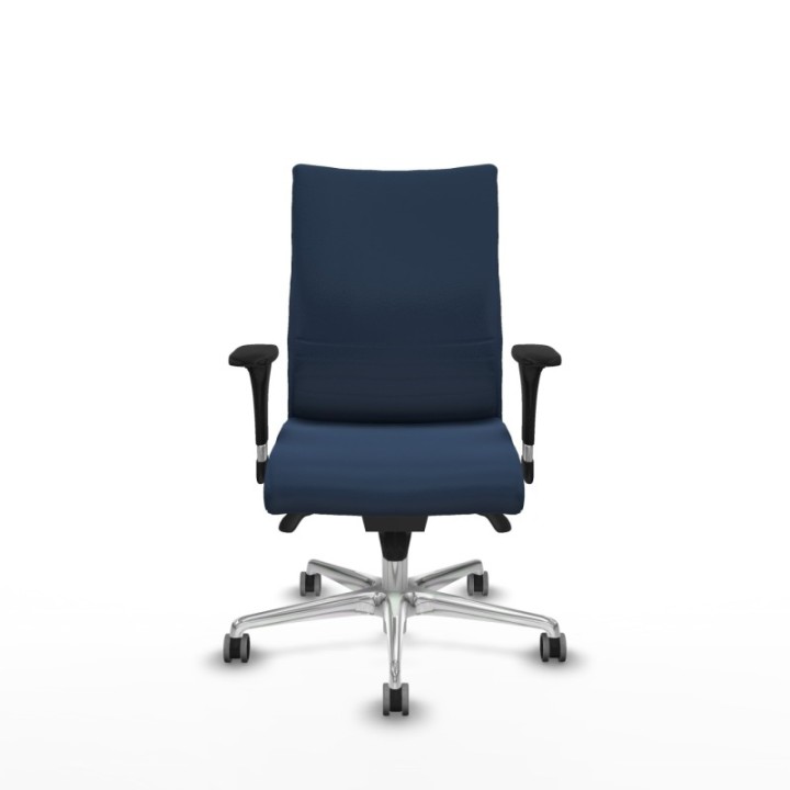 Albacete confidente XL sincro similpiel azul marino brazos 1D cromados base aluminio ruedas 65mm engomadas