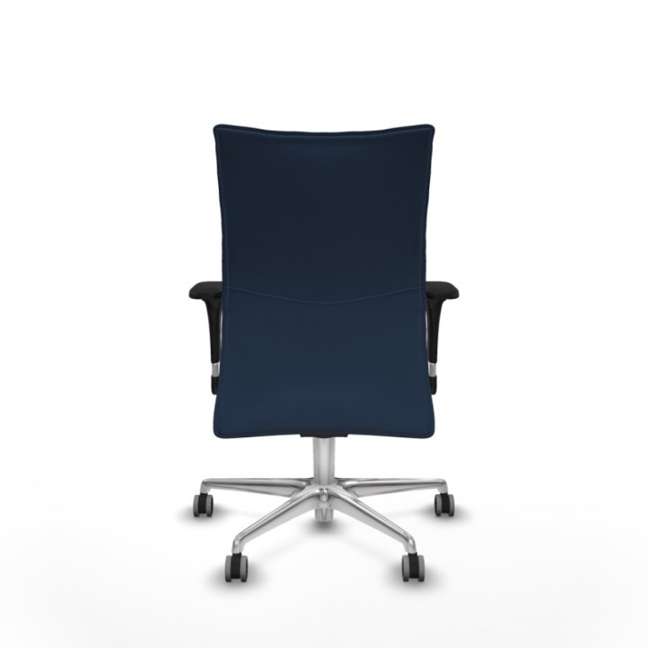 Albacete confidente XL sincro similpiel azul marino brazos 1D cromados base aluminio ruedas 65mm engomadas