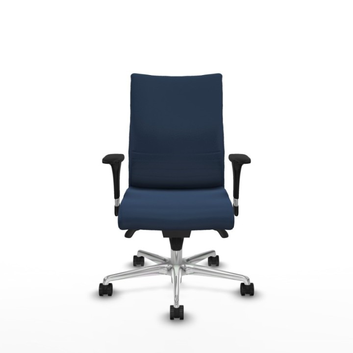 Albacete confidente XL sincro similpiel azul marino brazos 1D cromados base aluminio ruedas 65 mm nailon