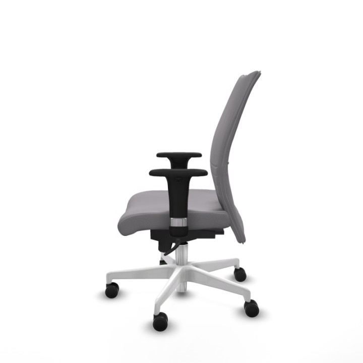 Albacete confidente XL sincro similpiel gris brazos 1D cromados base blanca ruedas 65 mm nailon