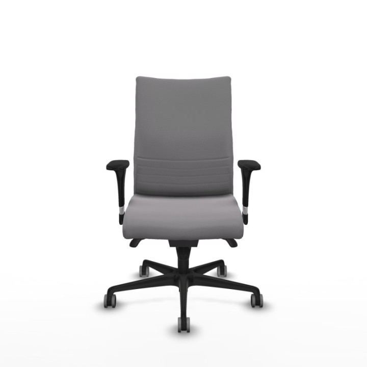 Albacete confidente XL sincro similpiel gris brazos 1D cromados base nailon ruedas 65mm engomadas