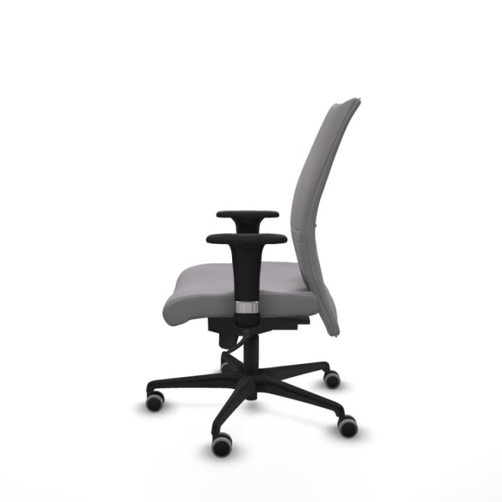 Albacete confidente XL sincro similpiel gris brazos 1D cromados base nailon ruedas 65mm engomadas