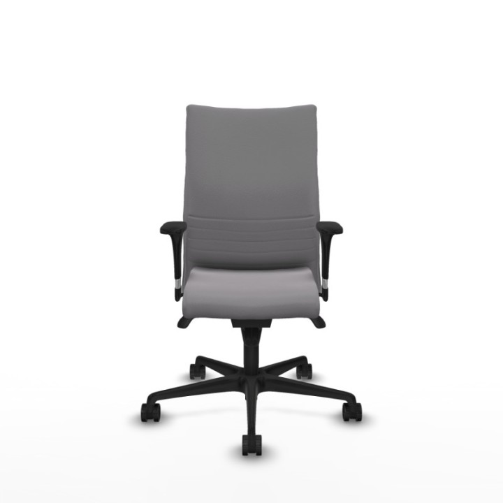 Albacete confidente XL sincro similpiel gris brazos 1D cromados base nailon ruedas 65 mm nailon