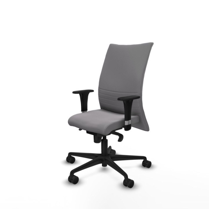 Albacete confidente XL sincro similpiel gris brazos 1D cromados base nailon ruedas 65 mm nailon