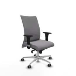 Albacete confidente XL sincro similpiel gris brazos 1D cromados base aluminio ruedas 65mm engomadas