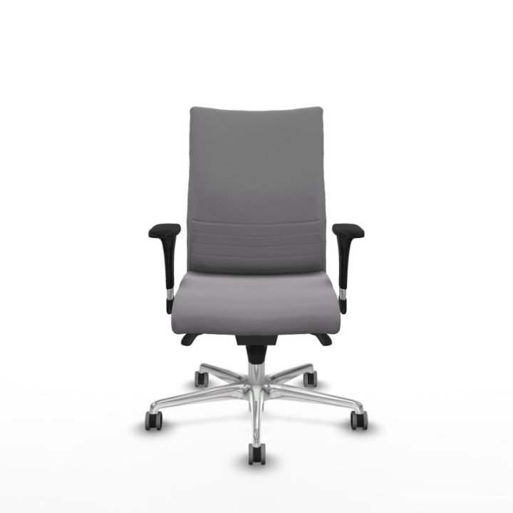 Albacete confidente XL sincro similpiel gris brazos 1D cromados base aluminio ruedas 65mm engomadas