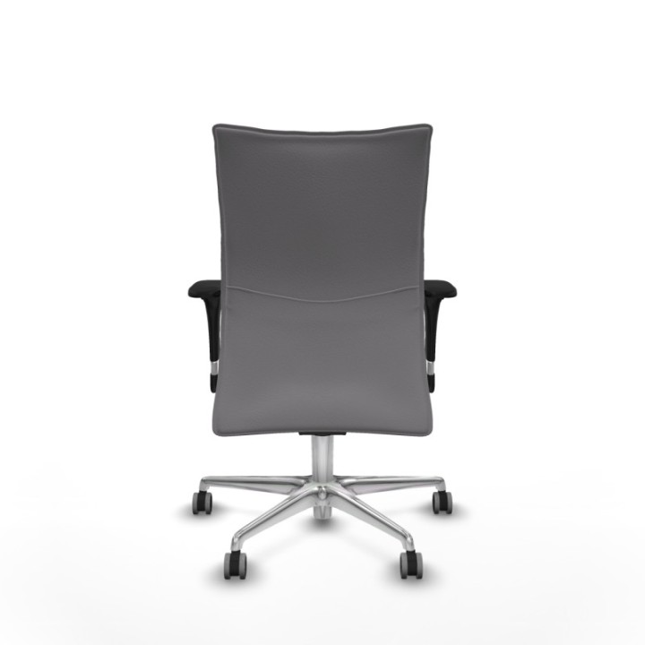 Albacete confidente XL sincro similpiel gris brazos 1D cromados base aluminio ruedas 65mm engomadas