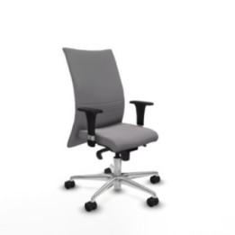 Albacete confidente XL sincro similpiel gris brazos 1D cromados base aluminio ruedas 65 mm nailon