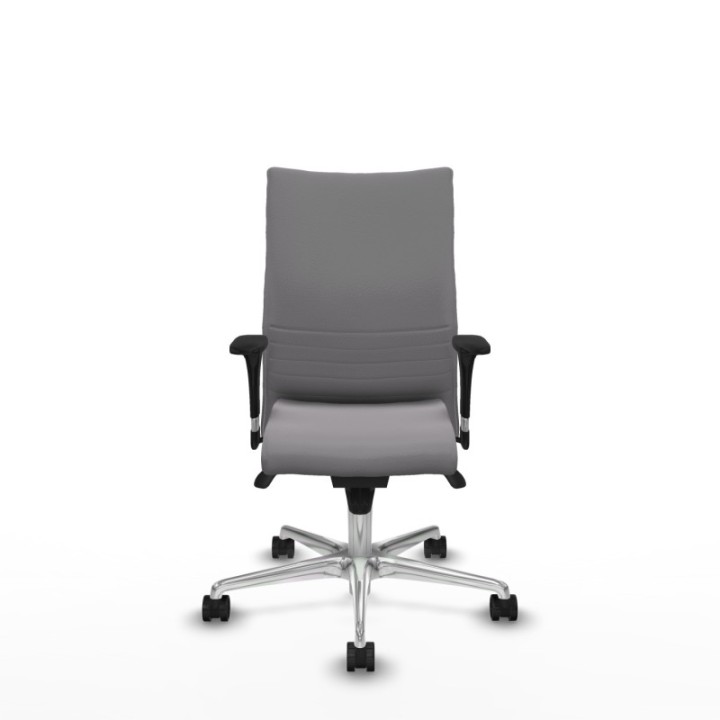 Albacete confidente XL sincro similpiel gris brazos 1D cromados base aluminio ruedas 65 mm nailon