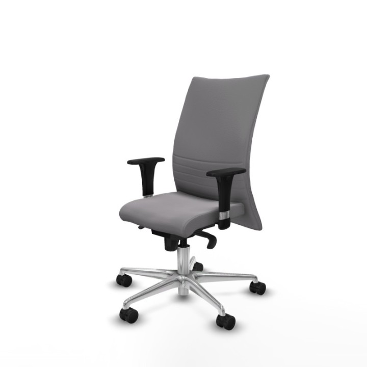 Albacete confidente XL sincro similpiel gris brazos 1D cromados base aluminio ruedas 65 mm nailon