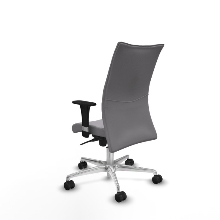 Albacete confidente XL sincro similpiel gris brazos 1D cromados base aluminio ruedas 65 mm nailon