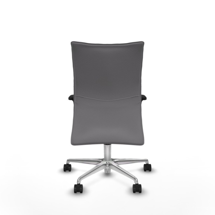 Albacete confidente XL sincro similpiel gris brazos 1D cromados base aluminio ruedas 65 mm nailon