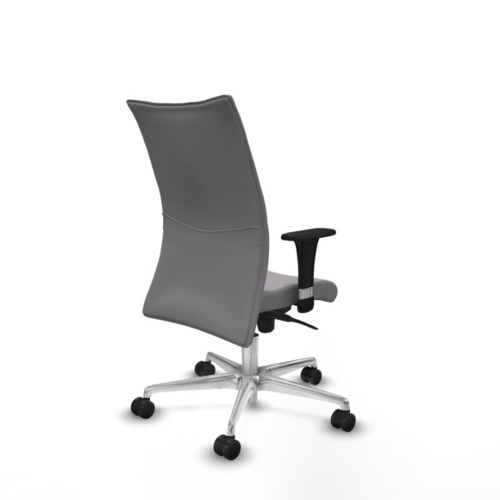 Albacete confidente XL sincro similpiel gris brazos 1D cromados base aluminio ruedas 65 mm nailon