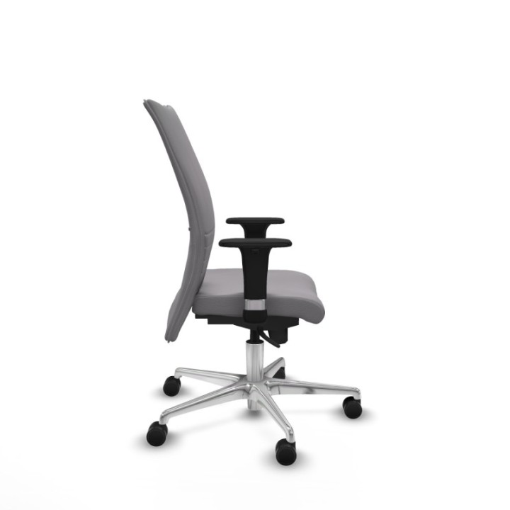 Albacete confidente XL sincro similpiel gris brazos 1D cromados base aluminio ruedas 65 mm nailon