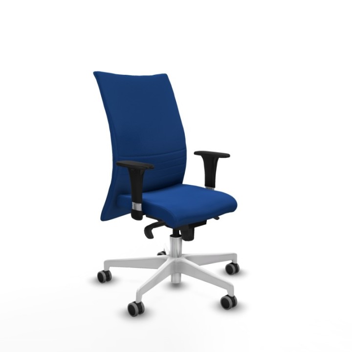 Albacete confidente XL sincro similpiel azul brazos 1D cromados base blanca ruedas 65mm engomadas