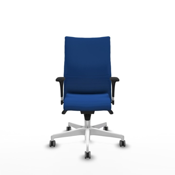 Albacete confidente XL sincro similpiel azul brazos 1D cromados base blanca ruedas 65mm engomadas