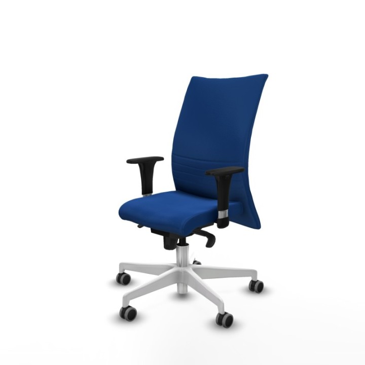 Albacete confidente XL sincro similpiel azul brazos 1D cromados base blanca ruedas 65mm engomadas