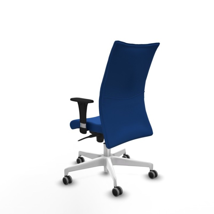 Albacete confidente XL sincro similpiel azul brazos 1D cromados base blanca ruedas 65mm engomadas