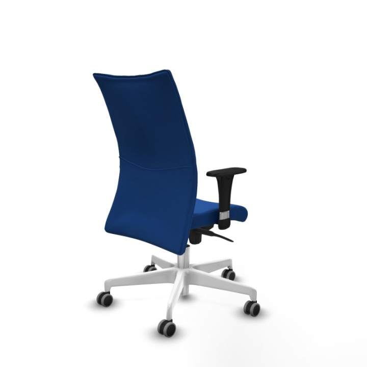 Albacete confidente XL sincro similpiel azul brazos 1D cromados base blanca ruedas 65mm engomadas