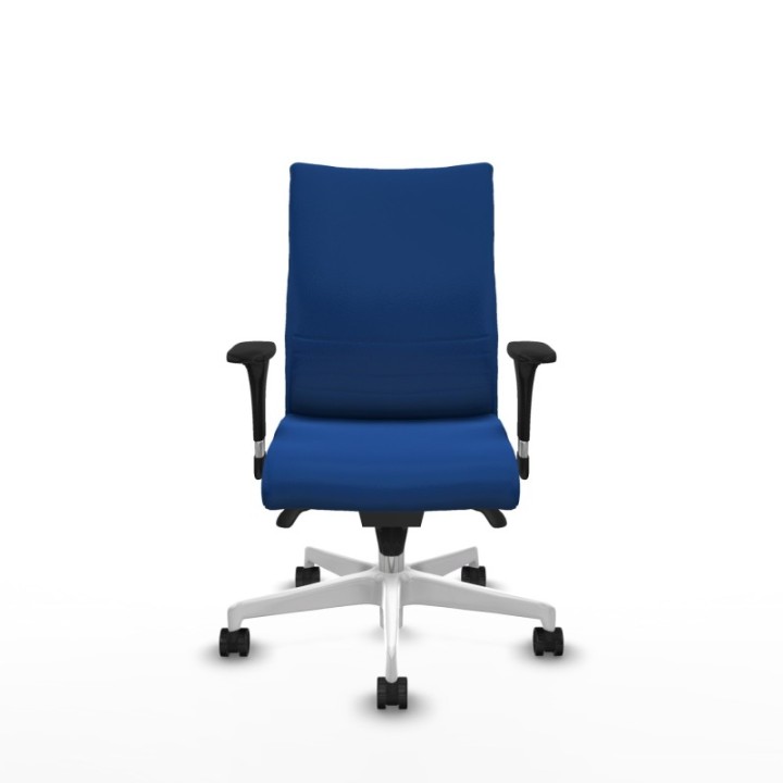 Albacete confidente XL sincro similpiel azul brazos 1D cromados base blanca ruedas 65 mm nailon