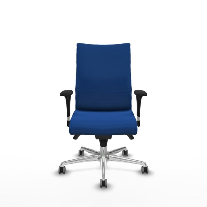 Albacete confidente XL sincro similpiel azul brazos 1D cromados base aluminio ruedas 65mm engomadas