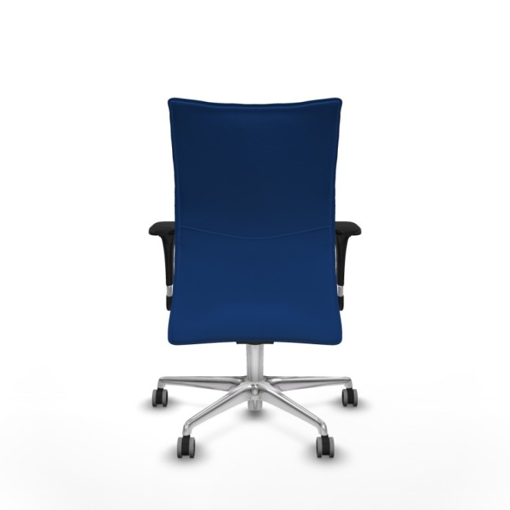 Albacete confidente XL sincro similpiel azul brazos 1D cromados base aluminio ruedas 65mm engomadas