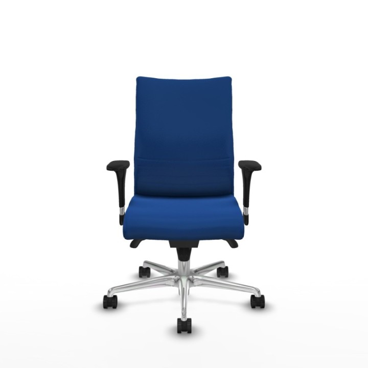 Albacete confidente XL sincro similpiel azul brazos 1D cromados base aluminio ruedas 65 mm nailon