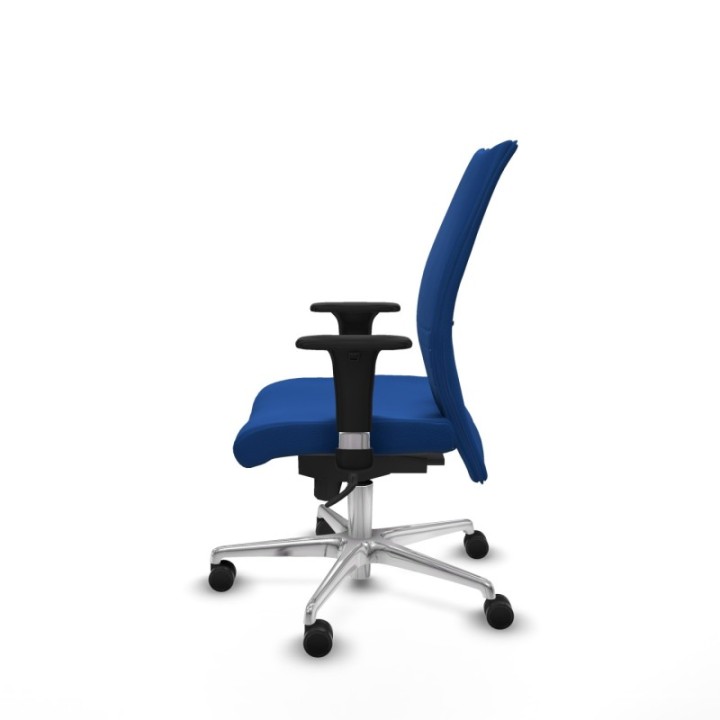 Albacete confidente XL sincro similpiel azul brazos 1D cromados base aluminio ruedas 65 mm nailon