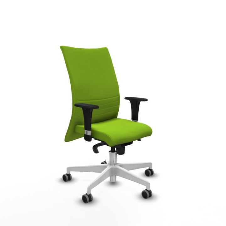 Albacete confidente XL sincro similpiel pistacho brazos 1D cromados base blanca ruedas 65mm engomadas