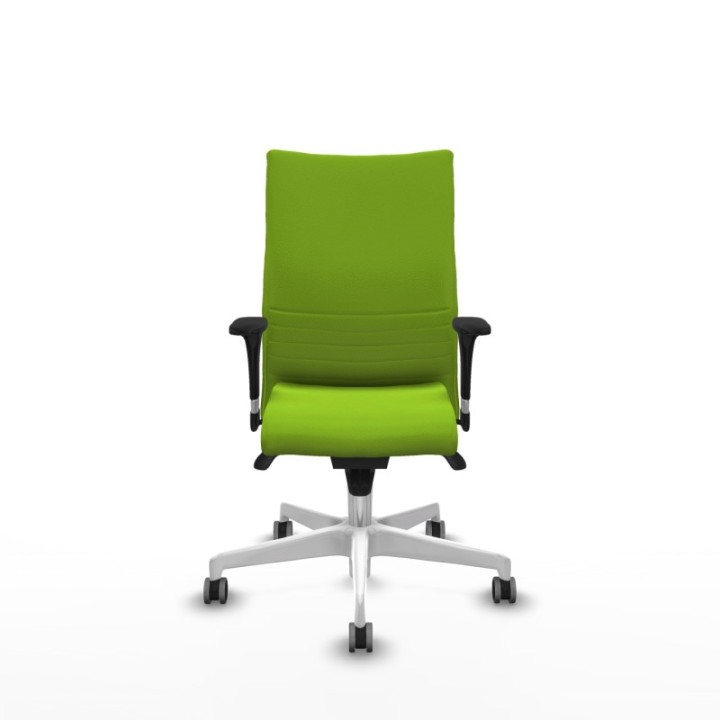 Albacete confidente XL sincro similpiel pistacho brazos 1D cromados base blanca ruedas 65mm engomadas