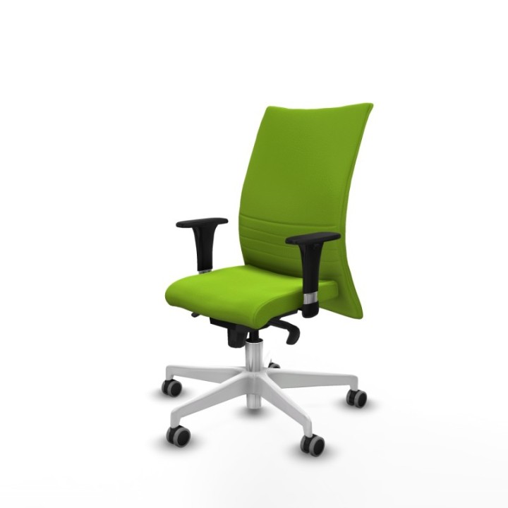 Albacete confidente XL sincro similpiel pistacho brazos 1D cromados base blanca ruedas 65mm engomadas