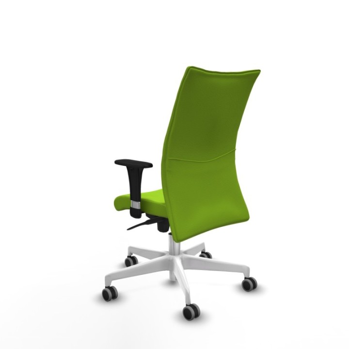 Albacete confidente XL sincro similpiel pistacho brazos 1D cromados base blanca ruedas 65mm engomadas