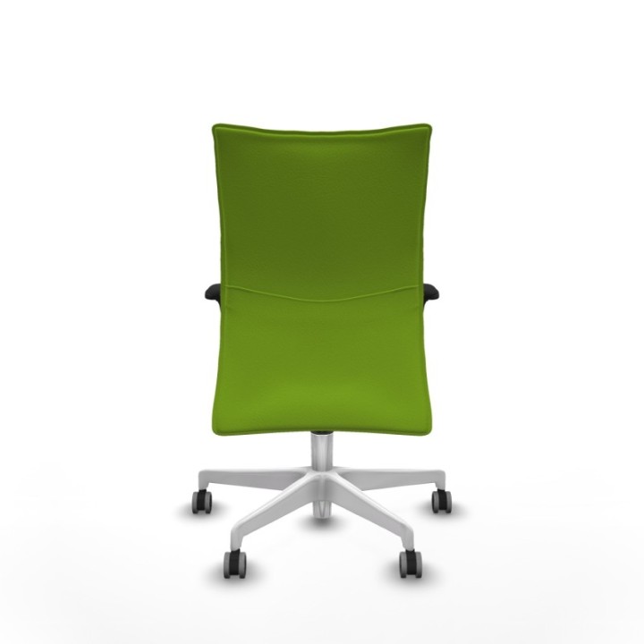 Albacete confidente XL sincro similpiel pistacho brazos 1D cromados base blanca ruedas 65mm engomadas