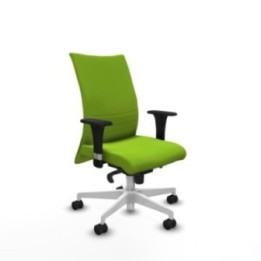 Albacete confidente XL sincro similpiel pistacho brazos 1D cromados base blanca ruedas 65 mm nailon